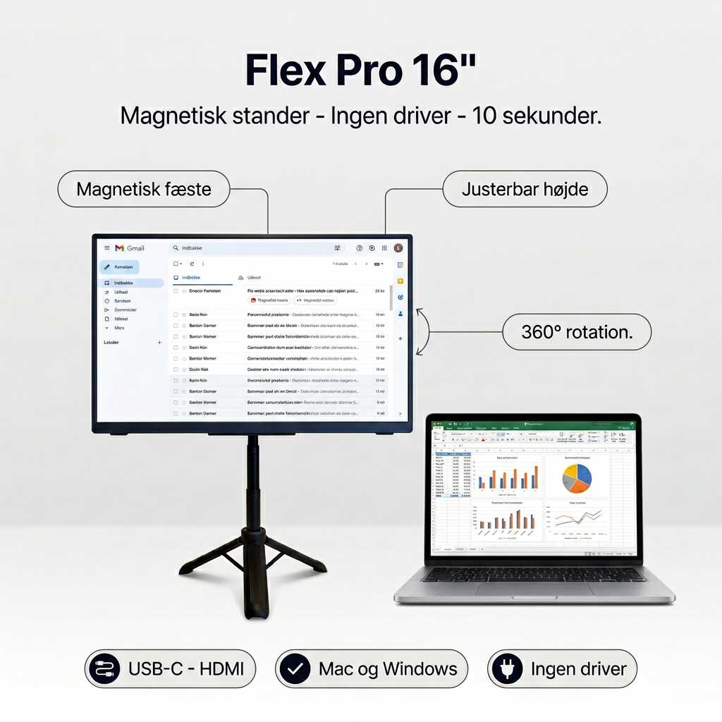 Bærbar Skjerm Flex Pro – 16"