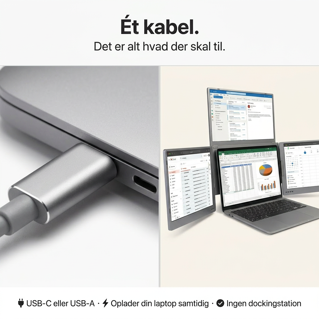 Alu Pro Bærbar trippel skjermutvider - 15,6"