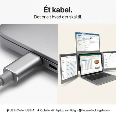 Alu Pro Bærbar trippel skjermutvider - 15,6"